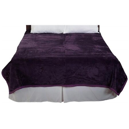 Bedford Home Bedford Home 66A-04377 Solid Soft Heavy Thick Plush Mink Blanket; 8 lbs - Purple 66A-04377